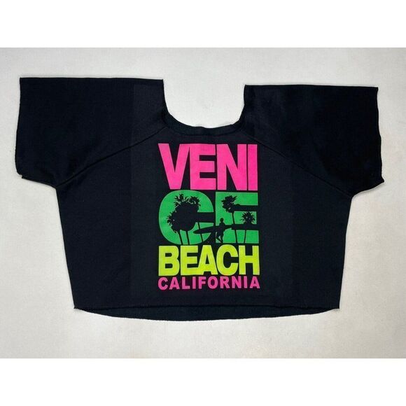 VINTAGE Venice Beach California Sweatshirt Women XL Short Sleeve USA 80s 90s - Picture 1 of 5